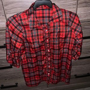 Girls plaid button down.